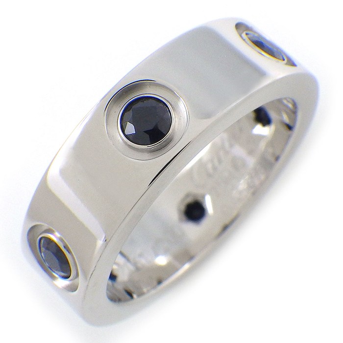 カルティエ Cartier リング ラブ B4072449 200個限定モデル フル 6ポイント ブラック サファイア K18WG 9号 / #49 【箱・保付き】 【中古】