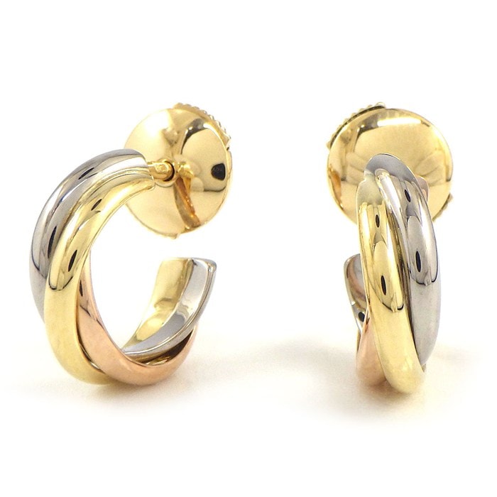  カルティエ Cartier ピアス トリニティ フープ スリーカラー K18PG K18WG K18YG 【中古】