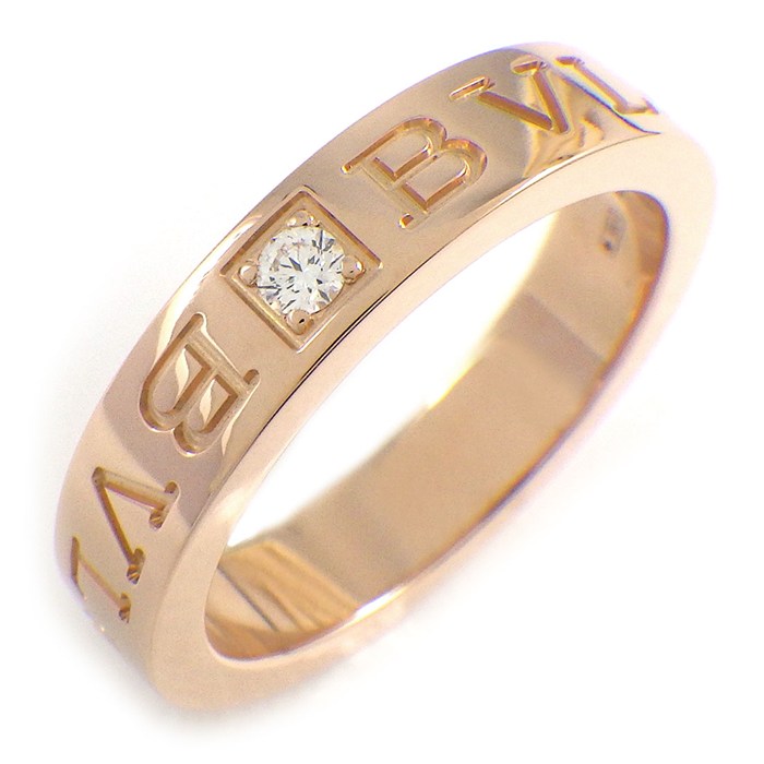 ブルガリ BVLGARI リング B-zero1 ビーゼロワン エッセンシャル バンド 341821 Wロゴ ダブルロゴ 1ポイント ダイヤモンド 0.04ct K18PG 11号 【中古】