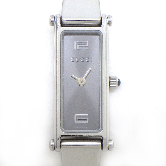 グッチ GUCCI 腕時計 ブレスウォッチ 1500L ホースビット レクタンギュラー サンレイ グレー文字盤 SS クオーツアナログ 【中古】