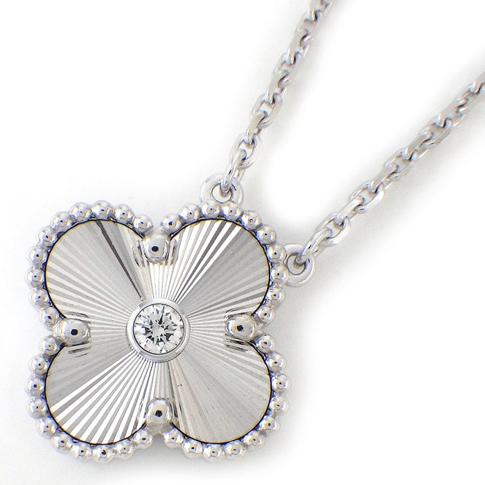 ヴァンクリーフ＆アーペル Van Cleef & Arpels ネックレス ヴィンテージアルハンブラ VCARP6L800 2020年 ホリデーコレクション クリスマス限定モデル ギョーシェ 1ポイント ダイヤモンド K18WG 【中古】