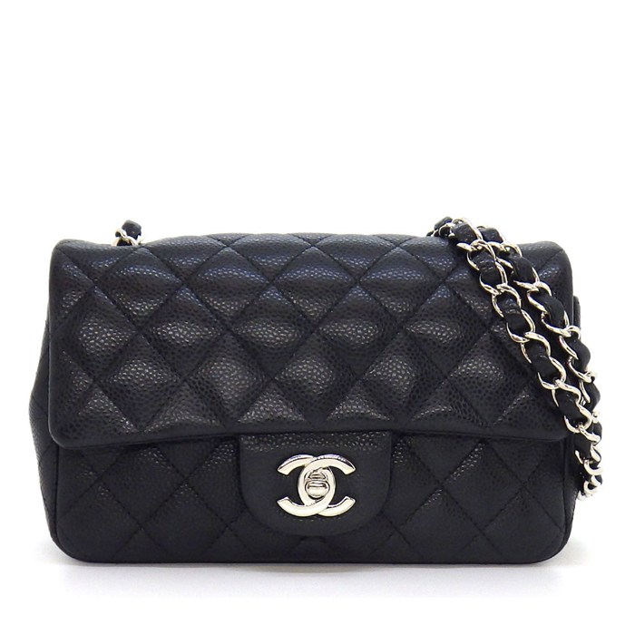 シャネル CHANEL ショルダーバッグ マトラッセ20 ミニ クラシック ハンドバッグ A69900 2018年 ブラック キャビアスキン 【中古】