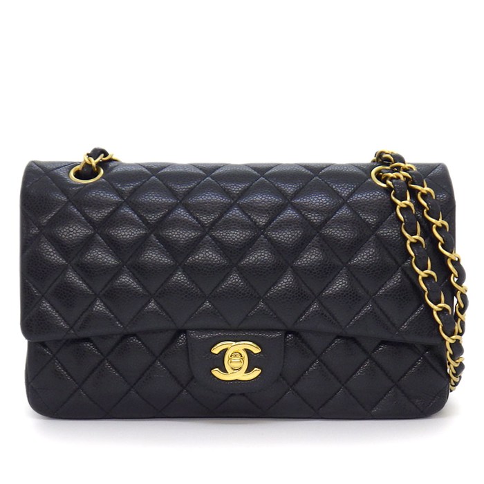 シャネル CHANEL ショルダーバッグ マトラッセ25 11.12 クラシック ハンドバッグ A01112 2015年 ブラック キャビアスキン 【中古】