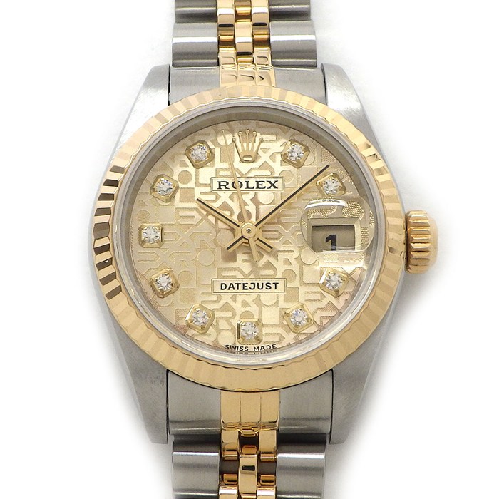 ロレックス Rolex 腕時計 デイトジャスト 79173G F番 2003年 10ポイント ダイヤインデックス シャンパンカラー コンピューター文字盤 デイト K18YG SS 自動巻き 【中古】