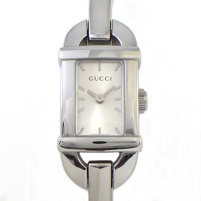 グッチ GUCCI 腕時計 バングルウォッチ ホースビット 6800L/YA068580 サンレイ シルバー文字盤 SS クオーツアナログ 【箱・保付き】 【中古】