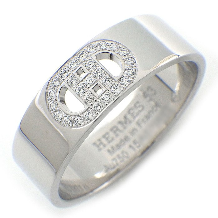 エルメス HERMES リング Hダンクル PM H116601B 27ポイント ダイヤモンド 計0.07ct K18WG 13号 【箱・保付き】 【中古】