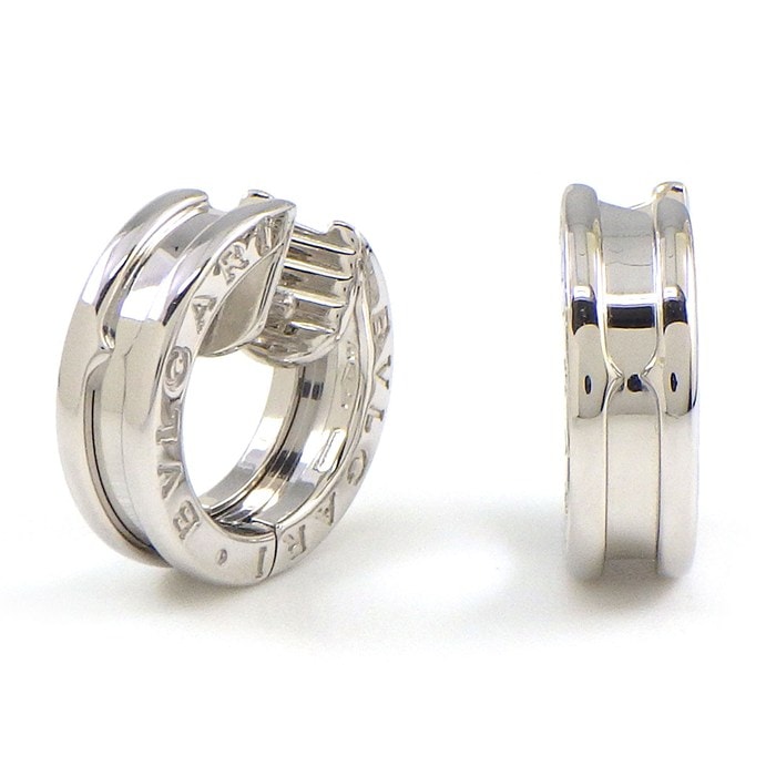 ブルガリ BVLGARI ピアス B-zero1 ビーゼロワン フープ ロゴ K18WG 【中古】