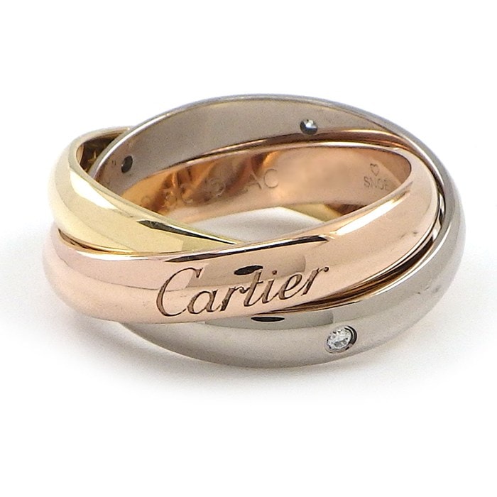 カルティエ Cartier リング トリニティ クラシックモデル B4088550 スリーカラー 5ポイント ダイヤモンド 計0.06ct K18PG K18WG K18YG 10号 / #50 【中古】