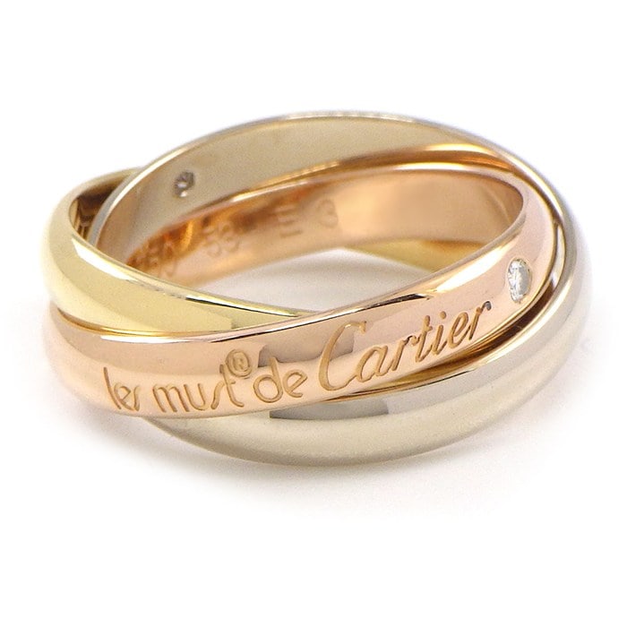 カルティエ Cartier リング トリニティ スリーカラー 3ポイント ダイヤモンド K18PG K18WG K18YG 13.5号 / #53 【中古】