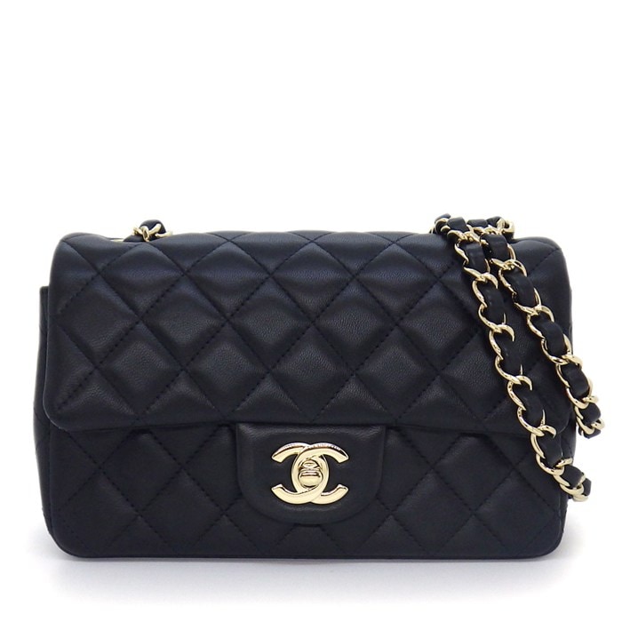 シャネル CHANEL ショルダーバッグ マトラッセ20 ミニ クラシック ハンドバッグ A69900 2020年以降 ブラック ラムスキン 【中古】