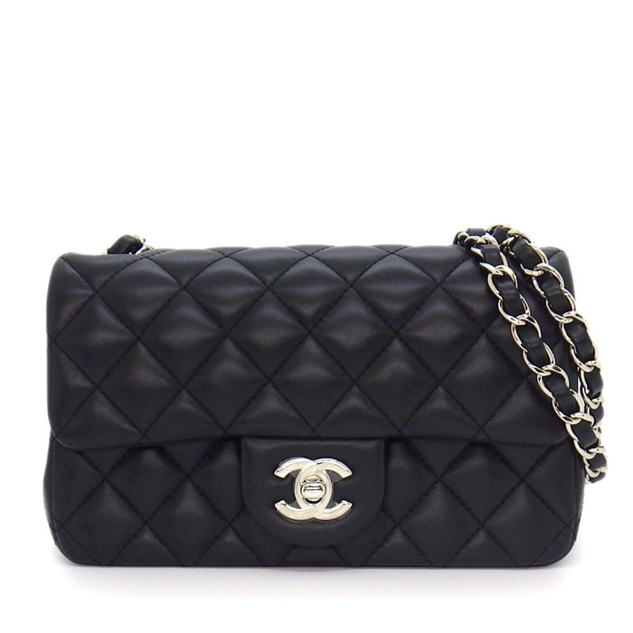 シャネル CHANEL ショルダーバッグ マトラッセ20 ミニ クラシック ハンドバッグ A69900 2020年 ブラック ラムスキン シルバー金具 【中古】