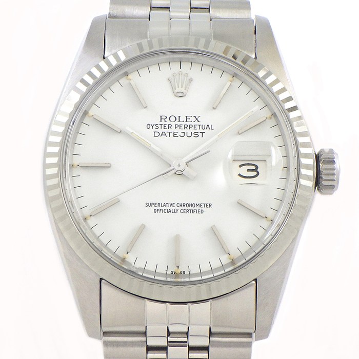 ロレックス Rolex 腕時計 デイトジャスト 16014 デイト ホワイト文字盤 K18WG SS 自動巻き 【OH済み】 【中古】