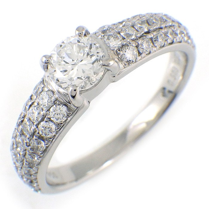 【ダイヤモンド】 リング 1ポイント ダイヤモンド 0.503ct(E/VS1/GD) ハーフサークル パヴェ ダイヤモンド 計0.50ct PT950 12.5号 【中古】