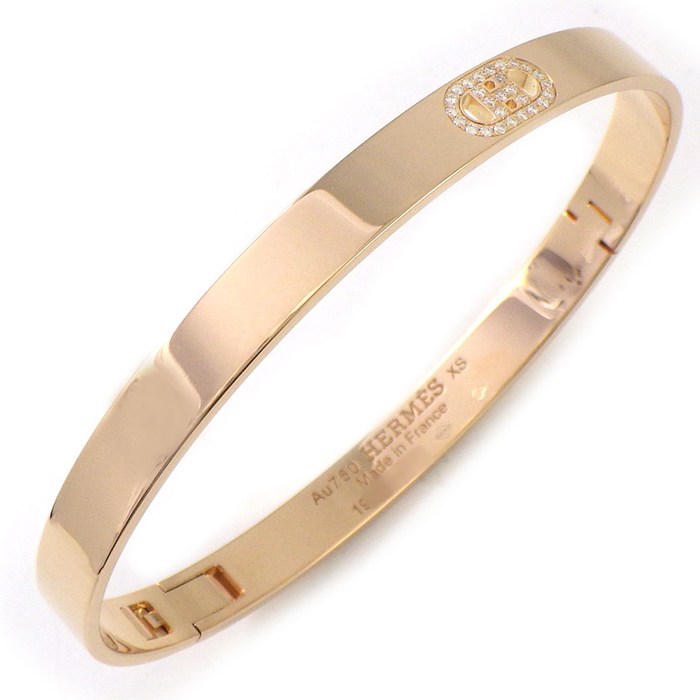 エルメス HERMES バングル H ダンクル PM XS H115423B 27ポイント ダイヤモンド 計0.07ct K18PG 【中古】
