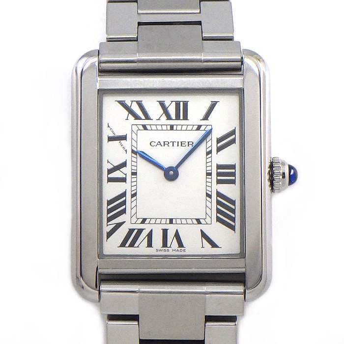 カルティエ Cartier 腕時計 タンク ソロ SM W5200013 レクタンギュラー シルバー文字盤 SS クオーツアナログ 【中古】