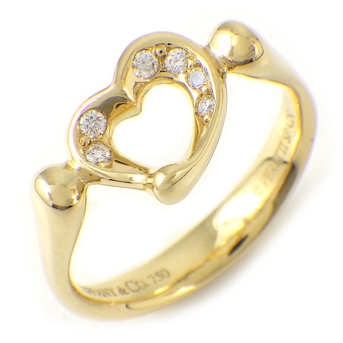 ティファニー Tiffany & Co. リング オープンハート ダイヤモンド K18YG 9号 【中古】