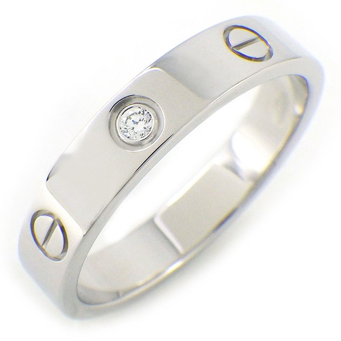 カルティエ Cartier リング ラブ スモールモデル SM B4050557 1ポイント ダイヤモンド 0.02ct K18WG 16.5号 / #57 【箱・保付き】 【中古】