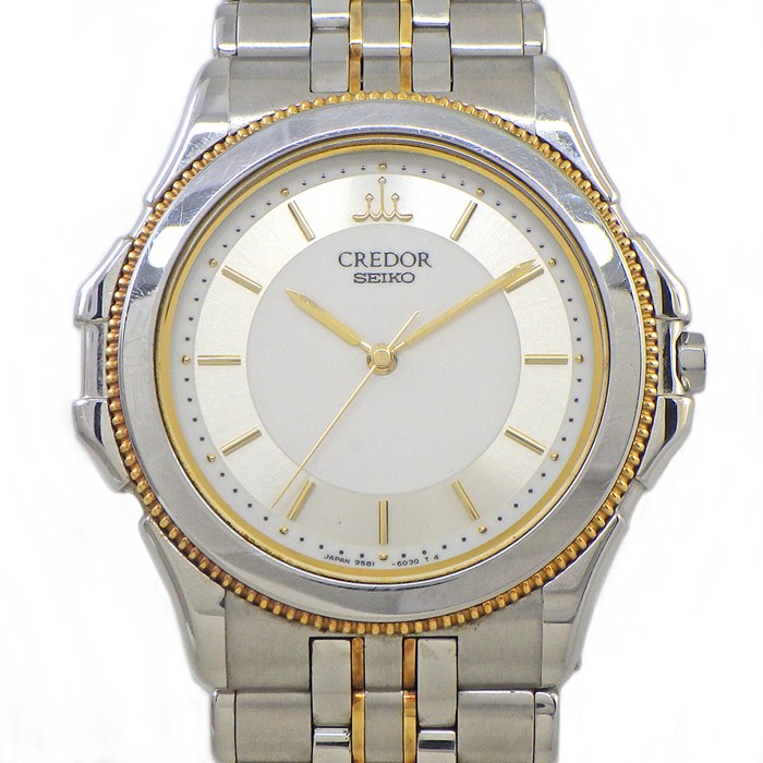 クレドール CREDOR 時計 パシフィーク GCLC016/9581-6040 サンレイ ホワイト文字盤 K18YG SS クオーツアナログ 【中古】
