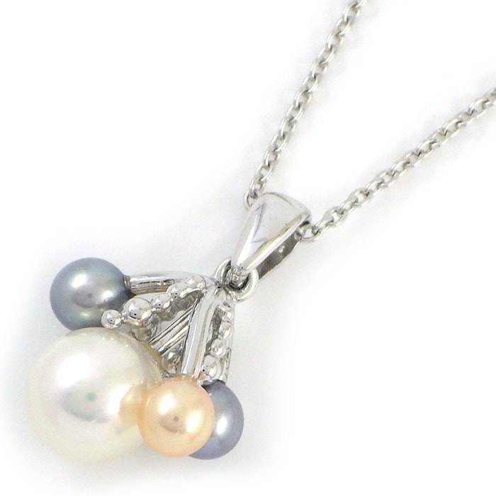 タサキ 田崎真珠 TASAKI ネックレス マルチカラー パール 3.5-6.5mm珠 SV925 【中古】