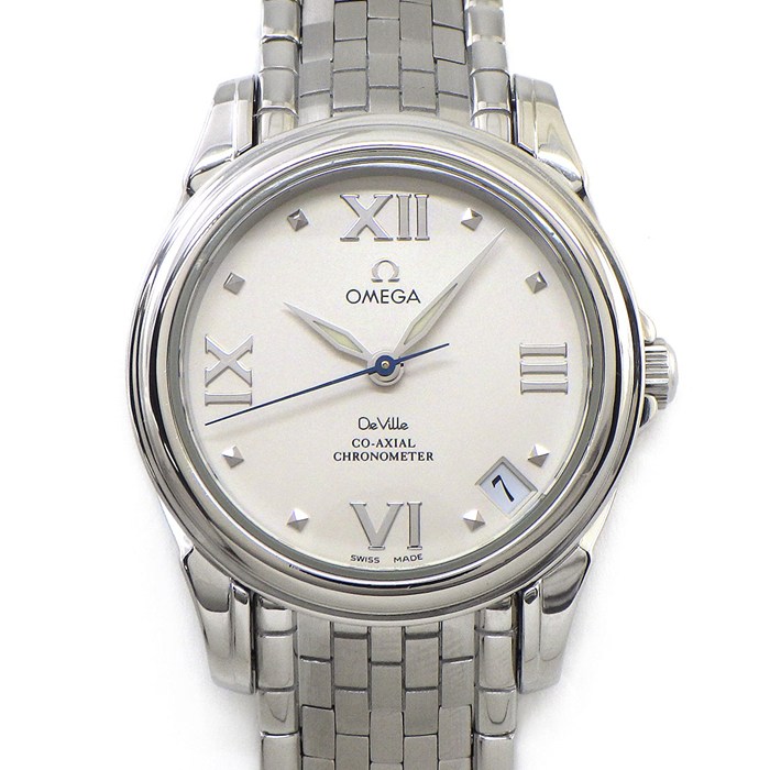 オメガ OMEGA 腕時計 デ・ヴィル 4581.31.00 コーアクシャル クロノメーター デイト 裏スケ 夜光針 ホワイト文字盤 SS 自動巻き 【OH済み】 【箱・保付き】 【中古】