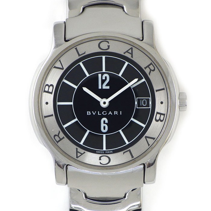 ブルガリ BVLGARI 腕時計 ソロテンポ ST35S ブラック文字盤 デイト SS クオーツアナログ 【中古】