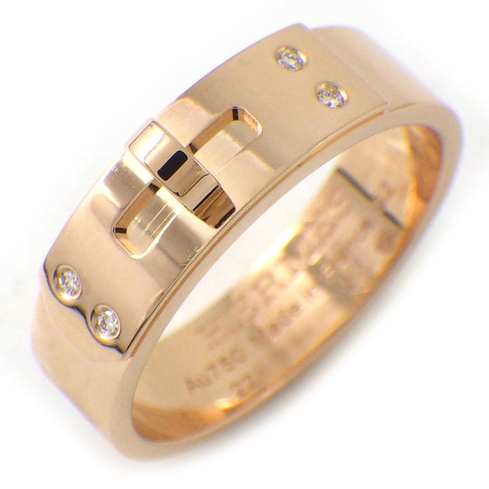 エルメス HERMES リング ケリー PM H109041B 4ポイント ダイヤモンド 計0.02ct K18PG 12号 / #52 【中古】