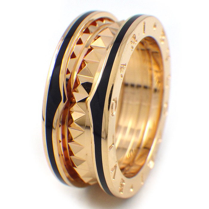 ブルガリ BVLGARI リング B-zero1 ビーゼロワン ロック 2バンド 358015 ブラック セラミック K18PG 15.5号 / #56 【中古】