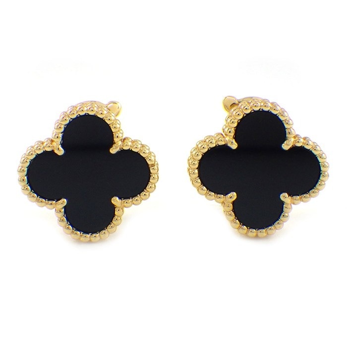 ヴァンクリーフ＆アーペル Van Cleef & Arpels ピアス ヴィンテージアルハンブラ VCARA44200 オニキス K18YG 【中古】