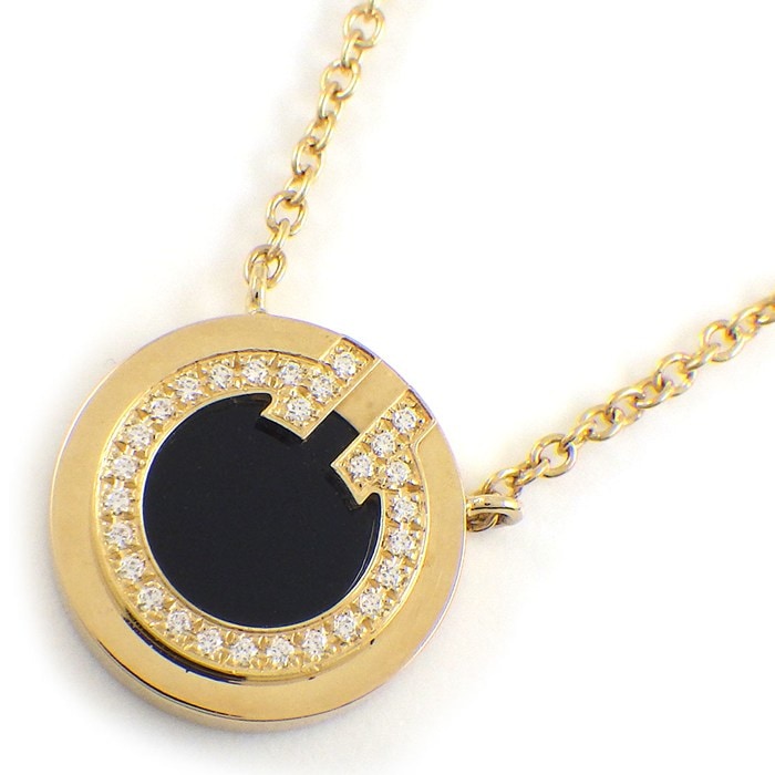  ティファニー Tiffany & Co. ネックレス Tトゥー サークル オニキス ダイヤモンド K18YG 【中古】