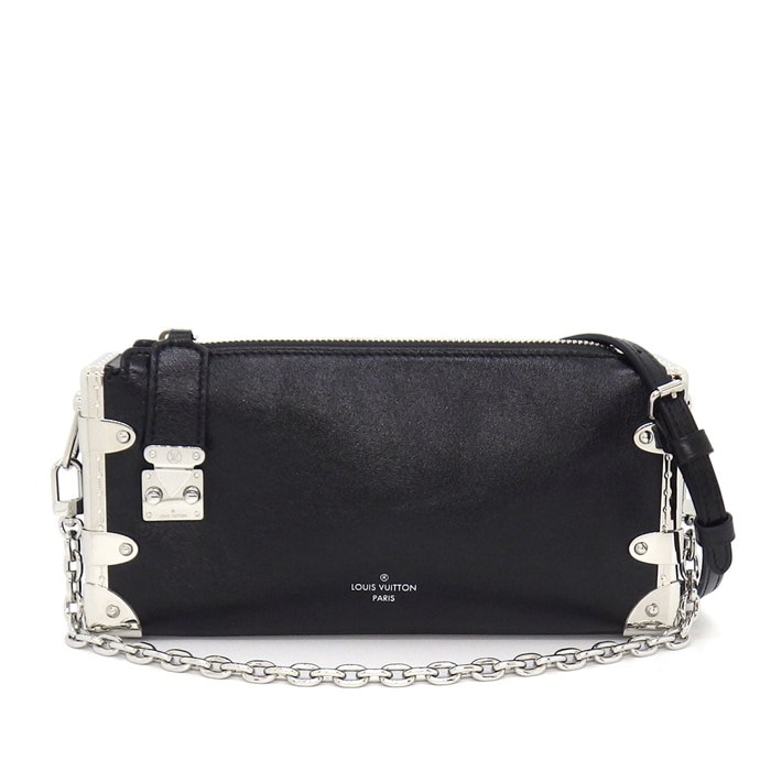 ルイ・ヴィトン LOUIS VUITTON ショルダーバッグ/ハンドバッグ スリム トランク M25445 ブラック カーフレザー シルバー金具 【中古】