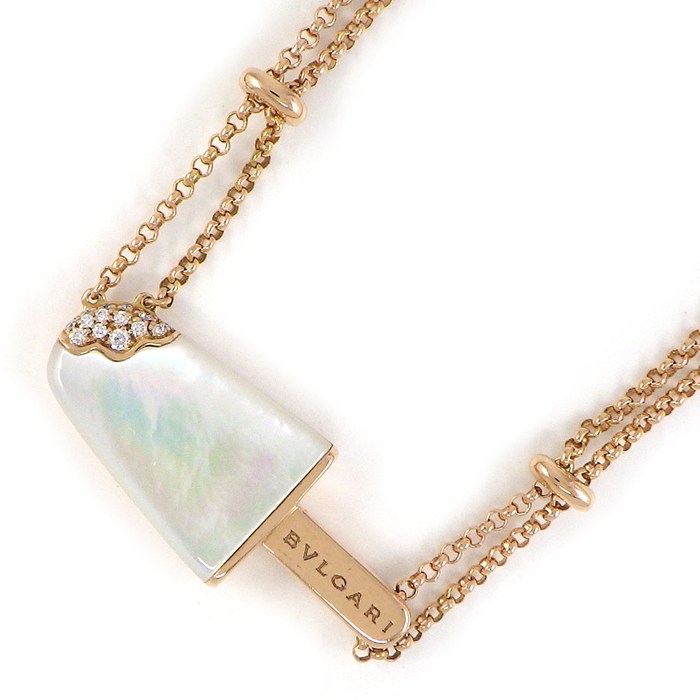 ブルガリ BVLGARI ネックレス ジェラーティ ホワイト シェル ダイヤモンド K18PG 【中古】