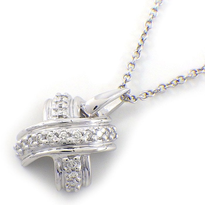 ティファニー Tiffany & Co. ネックレス シグネチャー クロス X ダイヤモンド K18WG 【中古】