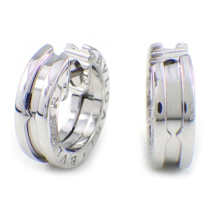  ブルガリ BVLGARI ピアス B-zero1 ビーゼロワン フープ ロゴ K18WG 【中古】