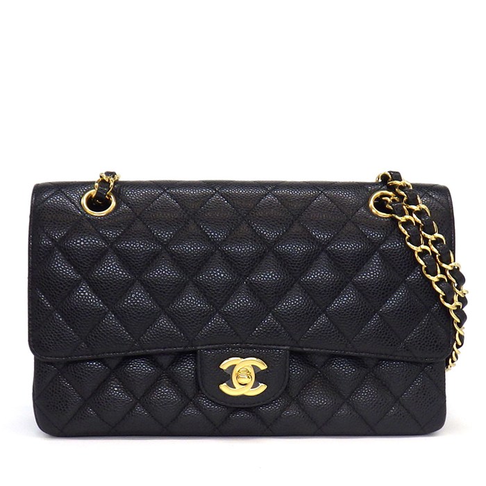 シャネル CHANEL ショルダーバッグ マトラッセ25 11.12 クラシック ハンドバッグ A01112 2013年 ブラック キャビアスキン 【中古】