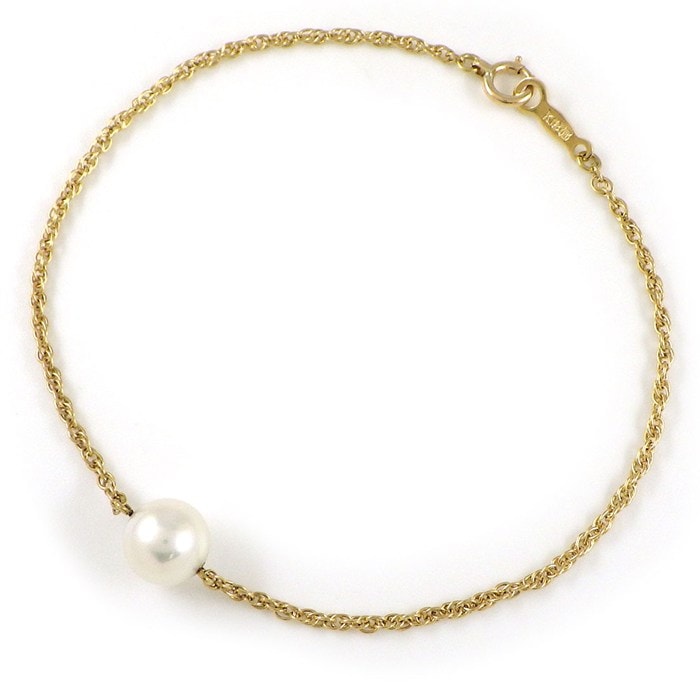  ミキモト MIKIMOTO ブレスレット 1ポイント パール 7mm珠 K18YG 【中古】