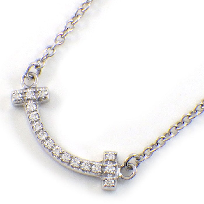 ティファニー Tiffany & Co. ネックレス Tスマイル ミニ マイクロ 62617799 ダイヤモンド 計0.03ct K18WG 【中古】