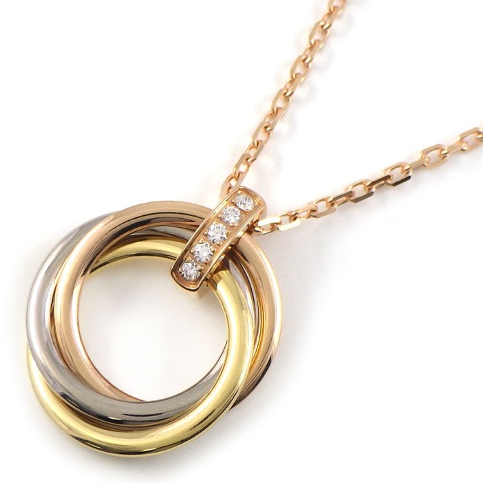 カルティエ Cartier ネックレス トリニティ スリーカラー ダイヤモンド K18PG K18WG K18YG 【中古】
