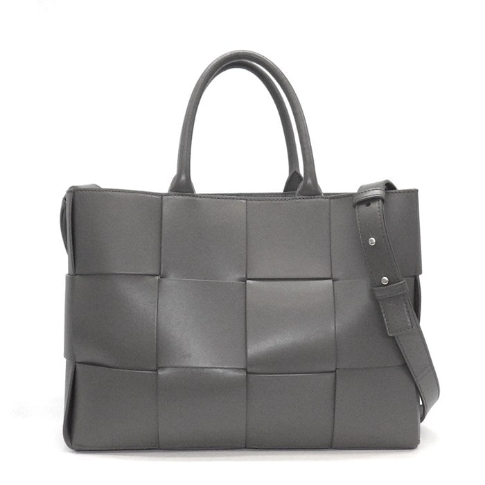 ボッテガ・ヴェネタ BOTTEGA VENETA ショルダーバッグ ストラップ付き スモール アルコ トートバッグ 766954 グレー カーフ 【中古】