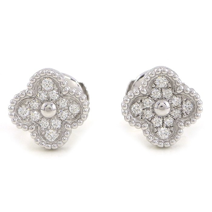 ヴァンクリーフ＆アーペル Van Cleef & Arpels ピアス スウィートアルハンブラ VCARO85500 24ポイント ダイヤモンド 計0.16ct K18WG 【中古】