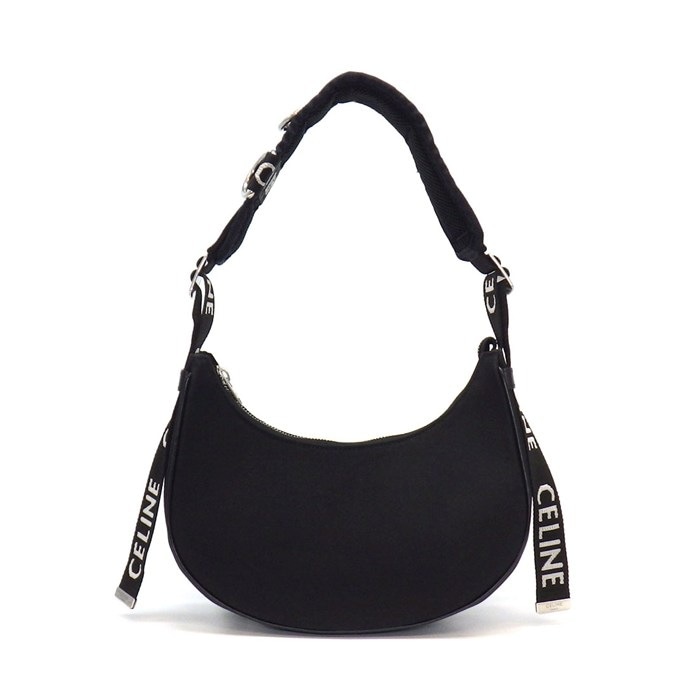 セリーヌ CELINE ショルダーバッグ アヴァ トレッキング ブラック キャンバス シルバー金具 【中古】