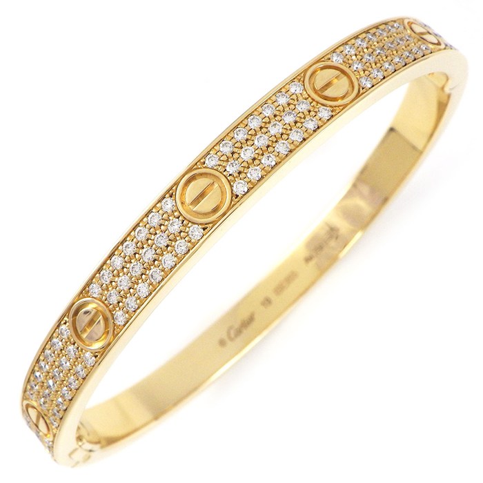 カルティエ Cartier ブレスレット ラブ クラシック N6035019 フルパヴェ ダイヤモンド K18YG / #19 【箱・保付き】 【中古】