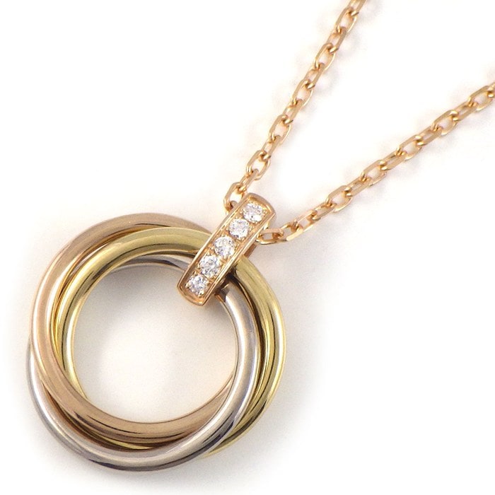 カルティエ Cartier ネックレス トリニティ スリーカラー ダイヤモンド K18PG K18WG K18YG 【中古】