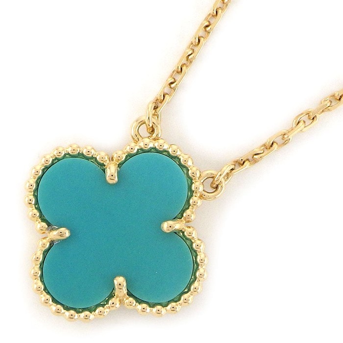 ヴァンクリーフ＆アーペル Van Cleef & Arpels ネックレス ヴィンテージアルハンブラ 廃盤品 コレクターズアイテム レア ターコイズ トルコ石 K18YG 【中古】