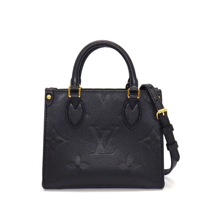 ルイ・ヴィトン LOUIS VUITTON ハンドバッグ オンザゴー BB M46993 ブラック モノグラムアンプラントレザー ゴールド金具 【中古】