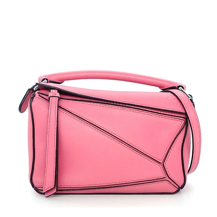 ロエベ LOEWE ショルダーバッグ/ハンドバッグ パズルバッグ ミニ ピンク レザー シルバー金具 【中古】