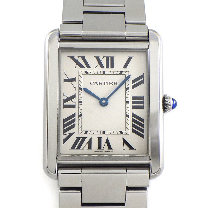 カルティエ Cartier 腕時計 タンク ソロ LM W5200014 レクタンギュラー シルバー文字盤 SS クオーツアナログ 【中古】