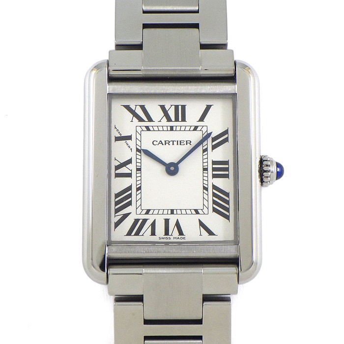 カルティエ Cartier 腕時計 タンク ソロ SM W5200013 レクタンギュラー シルバー文字盤 SS クオーツアナログ 【中古】