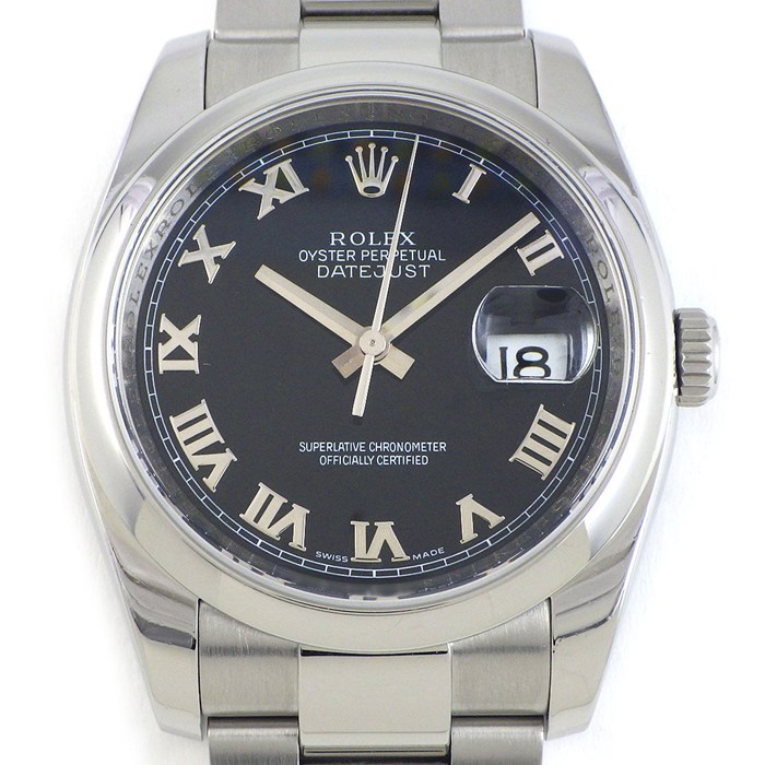 ロレックス Rolex 腕時計 デイトジャスト 116200 M番 2007-2008年製 ブラック文字盤 ローマンインデックス デイト SS 自動巻き 【中古】 ロレックス Rolex 腕時計 デイトジャスト 116200 M番 2007-2008年製