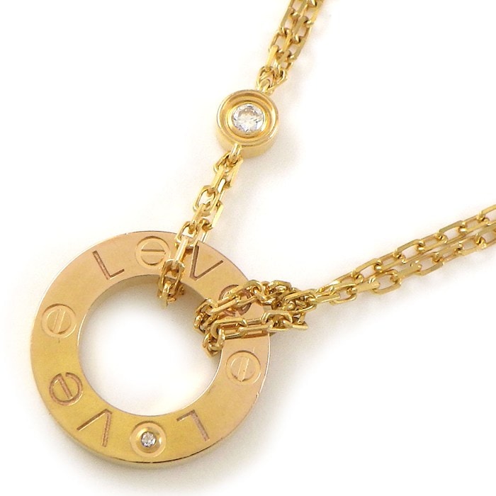 カルティエ Cartier ネックレス ラブサークル 2ポイント ダイヤモンド K18PG 【中古】