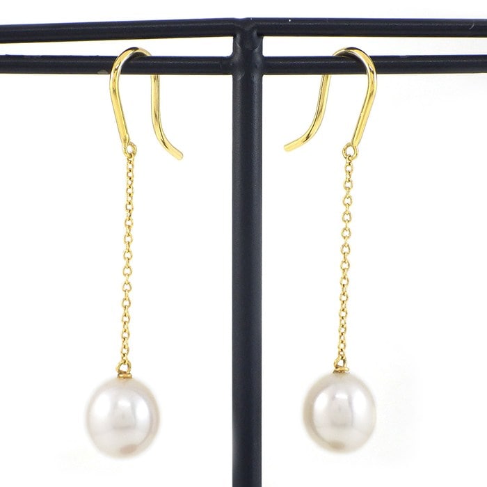 ティファニー Tiffany & Co. ピアス バイザヤード チェーン 60926905 スウィング ドロップ 2ポイント 淡水真珠 8.0mm珠 K18YG 【中古】